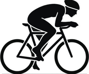 Silhouette of a Cyclist in Aerodynamic Pose on White Background bicycle cycling