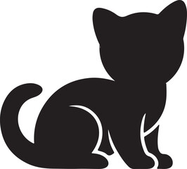 Kitten silhouette vector minimal animal design