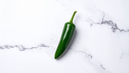 Fresh Jalape&ntilde;o Peppers on Marble Surface Showcasing Spicy Ingredient Detail, Culinary Preparation, and Vibrant Food Photography