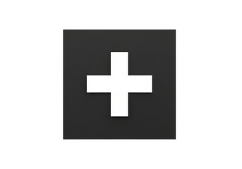 Fototapeta premium White medical cross symbol on dark square isolated on transparent background