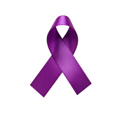 Purple ribbon symbolizing awareness and support isolated on transparent background