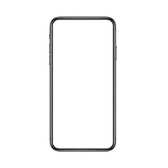 Modern smartphone with blank screen on white background isolated on transparent background