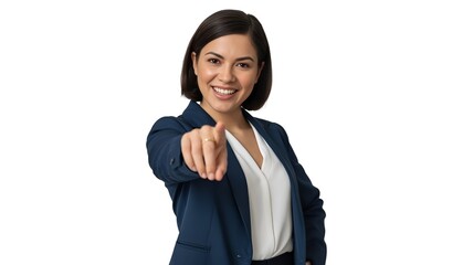young business woman pointing at you