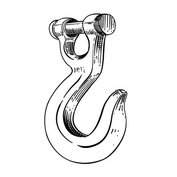 Clevis Hook Shackle Vector Line Art Hand Drawn Illustration