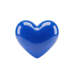 A vibrant blue heart sculpture standing out against a white background