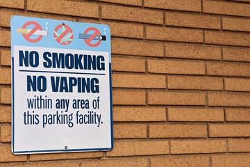 No Smoking No Vaping Parking Facility Safety Sign