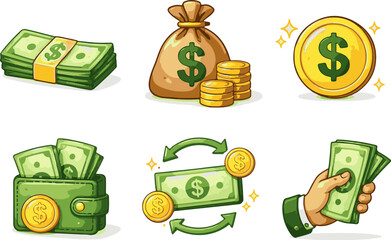 Vector icons of money and finance