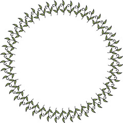 Round frame with cozy decorative elements with leaves.eps