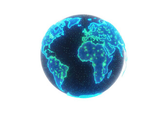 Fototapeta premium Digital globe representing global connectivity and technology isolated on transparent background