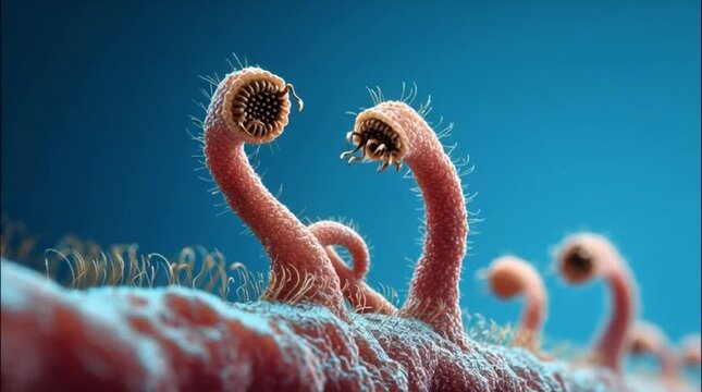 Tapeworms Microscopic View Intestinal Parasite Infection Medical Animation