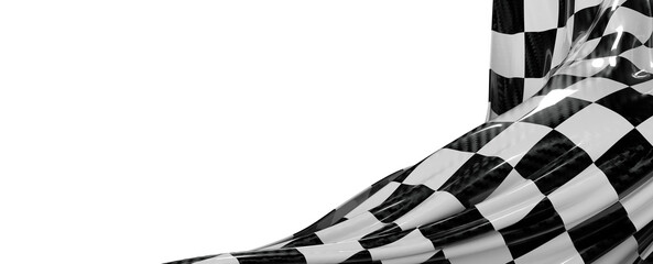 Fototapeta premium Dynamic image of a checkered flag in motion against a white backdrop, perfect for race themes.