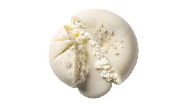 Fresh burrata cheese ball cut open