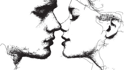 Vector illustration of a kissing couple. This vector illustration, which you can use for Valentine's Day, can be used in any size for advertising, logos, and other projects.