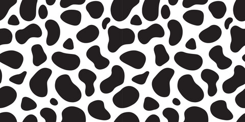 seamless black and white cow pattern vector. Cow print. 