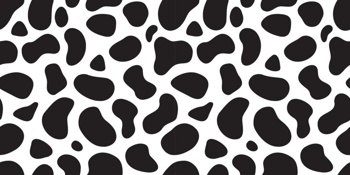 seamless black and white cow pattern vector. Cow print. 