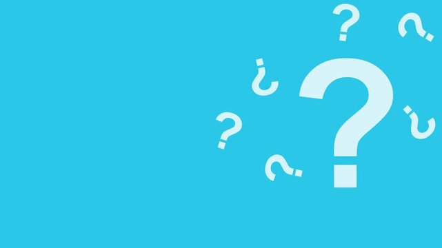 Questions mark animation video on blue background