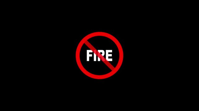 No Fire Allowed Icon Animation, Fire Hazard Prohibited Symbol, Safety Warning Sign