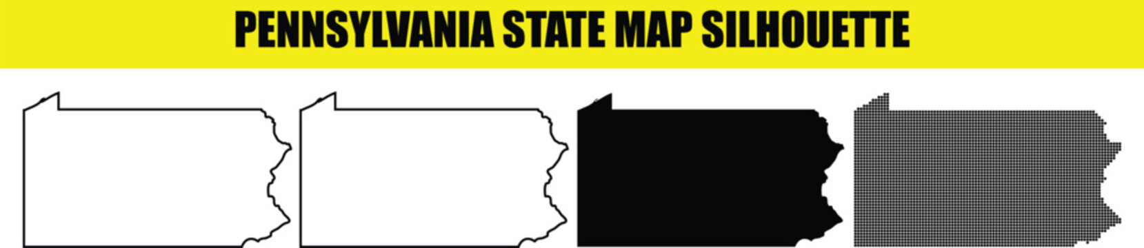 Pennsylvania state map silhouette collection vector graphic easy to edit illustration united states America
