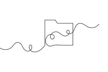 Obraz premium Document file folder in continuous one line drawing minimalist style isolated vector illustration
