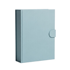 Light blue notebook with round button closure isolated on transparent background