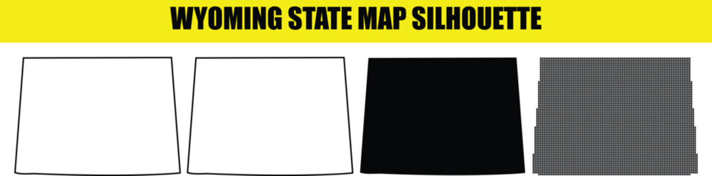 Wyoming state map silhouette collection vector graphic easy to edit illustration united states America