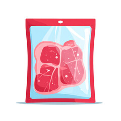 Mięso pakowane pr&oacute;żniowo ilustracja