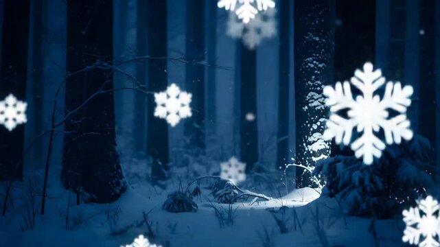 Abstract blue grunge christmas and winter background with snowflakes and stars featuring a decorative xmas tree in a cold snowy holiday landscape for a seasonal celebration greeting card vector