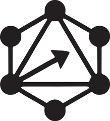 A geometric hexagon containing a triangular node network, representing the graph data structure and flexible query language of GraphQL APIs, tech vector icon