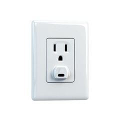 Standard Electrical Power Outlet with White Wall Plate, Modern Design for Home or Office Use ,isolated on transparent background