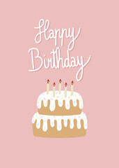 happy birthday card with birthday cake