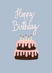 happy birthday card with birthday cake