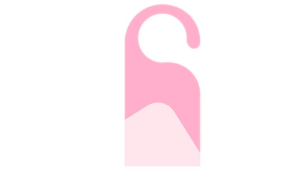 Two-tone light and darker pink door hanger tag with a smooth curved top and flowing lower edge, on white.