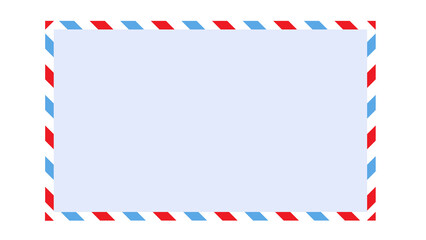 Obraz premium Air Mail Red and Blue Striped Border Frame, Retro Style Post Envelope Design, Vintage Communication Graphic Element with Copy Space