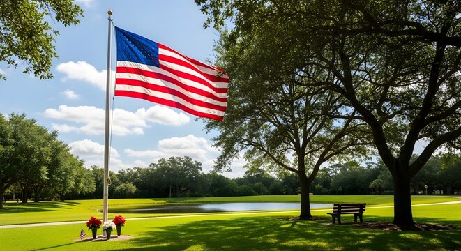 Memorial day tribute honoring fallen heroes under american flag