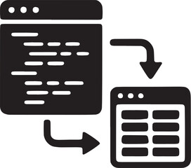 A code file with a recycling arrow and a broom, symbolizing code cleanup, optimization, and restructuring without changing behavior, clean black icon