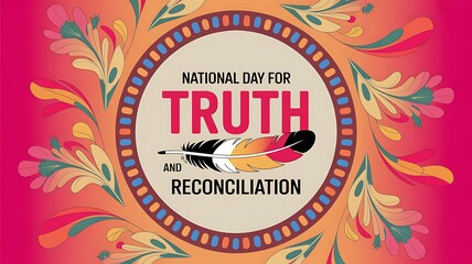 National Day for Truth and Reconciliation with feather and floral design.