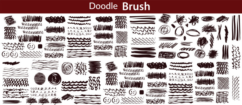 Brush stroke set, calligraphy ink paint lines, sketchy brush strokes grunge, bold lines and squiggles marker stripe