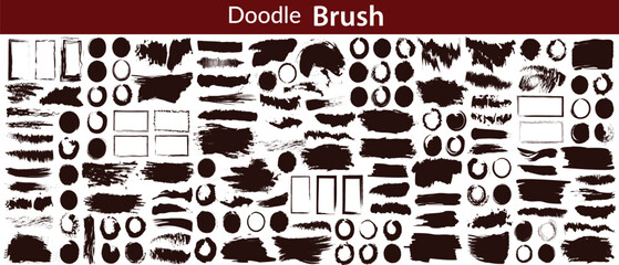 Obraz premium Brush stroke set, calligraphy ink paint lines, sketchy brush strokes grunge, bold lines and squiggles marker stripe