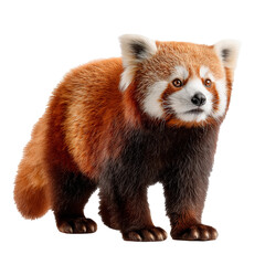 Fototapeta premium Red panda stands still in its natural space during wildlife protection celebration on March 3rd this year