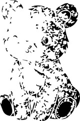 Two Blue Textured Bear Cubs in a Forest Foliage Setting for Kids Storybook Illustration © Vectors Studio