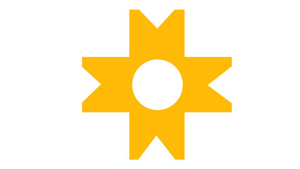 Vibrant Yellow Geometric Starburst Symbol with Central Circle - Abstract Icon for Branding