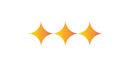 Three sparkling yellow and orange starbursts or sparkles, isolated on a white background, suggesting magic or celebration