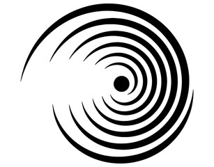 Abstract Spiral Motion Logo Design with Concentric Curved Lines and Central Point, Modern Minimalist Vector Icon for Energy, Focus, Astronomy, and Innovative Tech Brand Identity