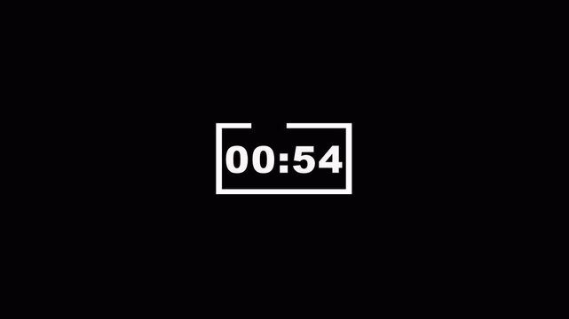 ONE minute countdown timer animation, countdown timer 1 minute animation from sixty second to zero second countdown one minute countdown timer animation on transparent background,4 k animation