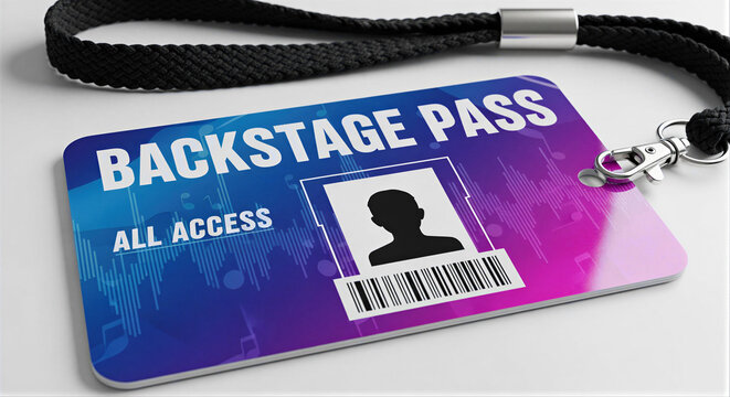 All-access backstage pass with lanyard and black cord