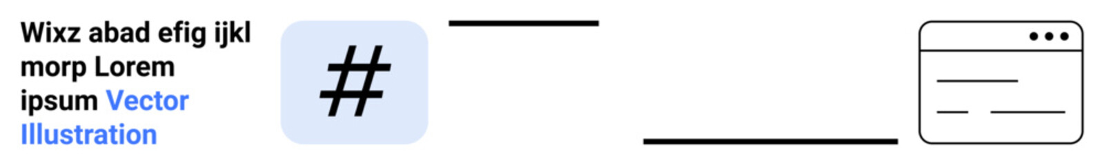 Obraz premium Blue metadata tag symbol connected by a line to a minimalist browser window. Ideal for social media, technology, connectivity, web design, user interface, digital marketing, simple landing page