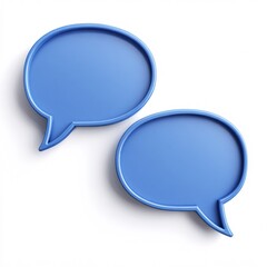 Two Blue Speech Bubbles Icon on White Background for Communication