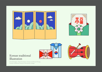 Korean traditional images set collection