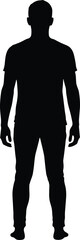 Standing man silhouette isolated on white background, full body male figure outline, anonymous human shape, minimal design concept