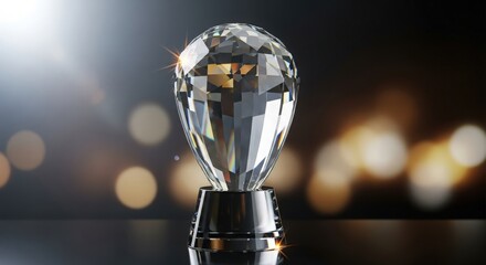 Elegant Crystal Award Trophy with Shimmering Light